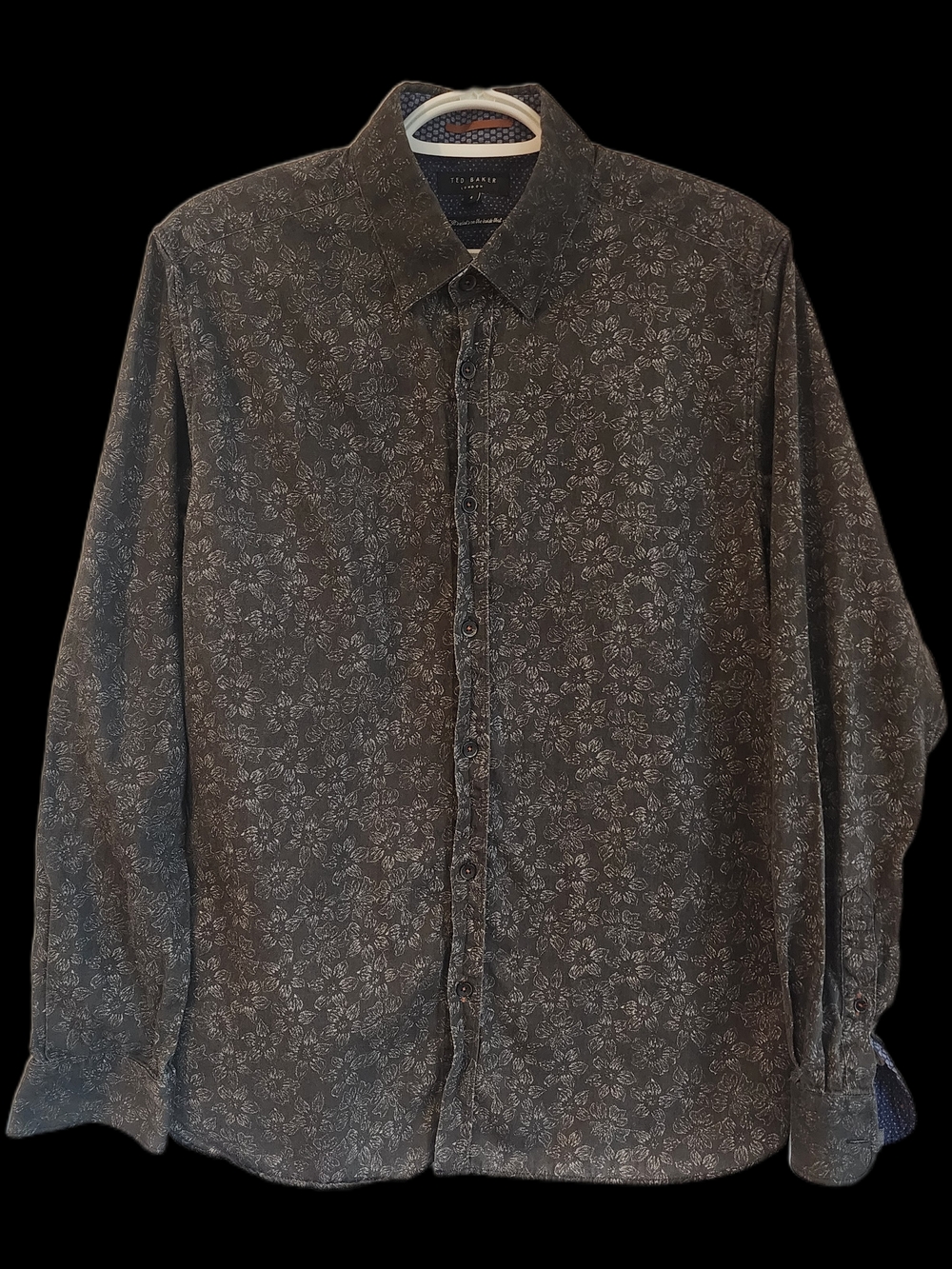 Ted Baker London Black Blue Twesta Long Sleeve Shirt Floral Print Men's 4